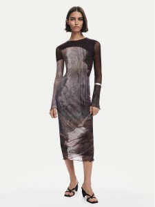 Desigual Sukienka codzienna Abyss Lacroix 25WWVK01 Brązowy Slim Fit