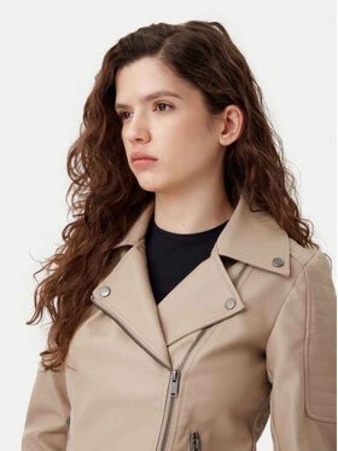 Noisy May Kurtka z imitacji skóry Rebel 27000741 Beżowy Slim Fit