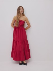 Sukienka maxi z falbanami - czerwony