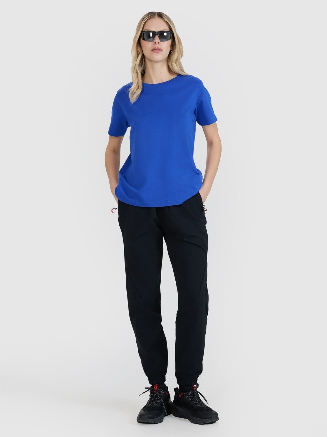 4F T-shirt oversize z nadrukiem damski - niebieski M