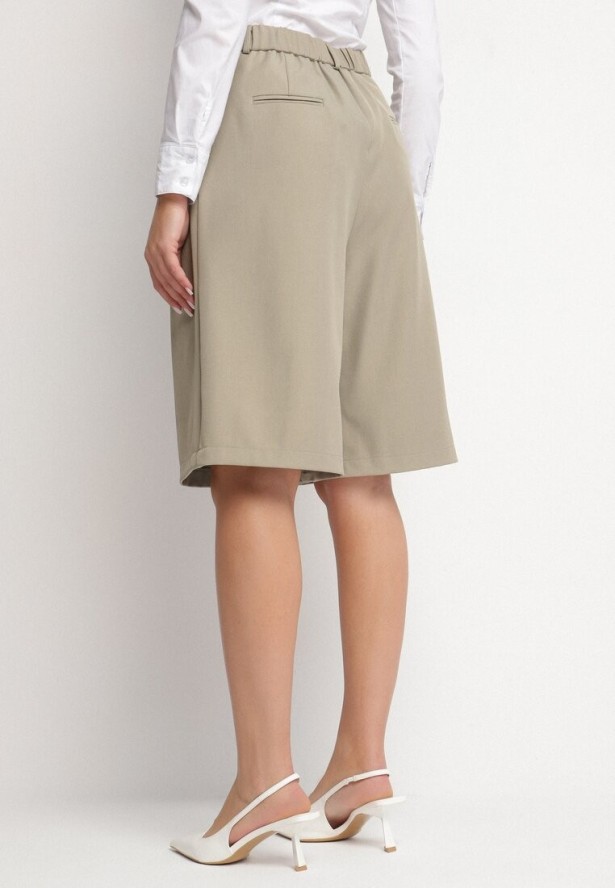 Jasnozielone Szorty Bermudy o Szerokim Kroju z Zakładkami Sondira