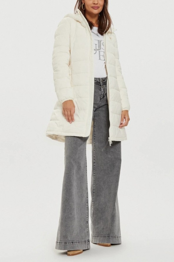 GUESS Beżowa długa damska kurtka New Aleta, Rozmiar S