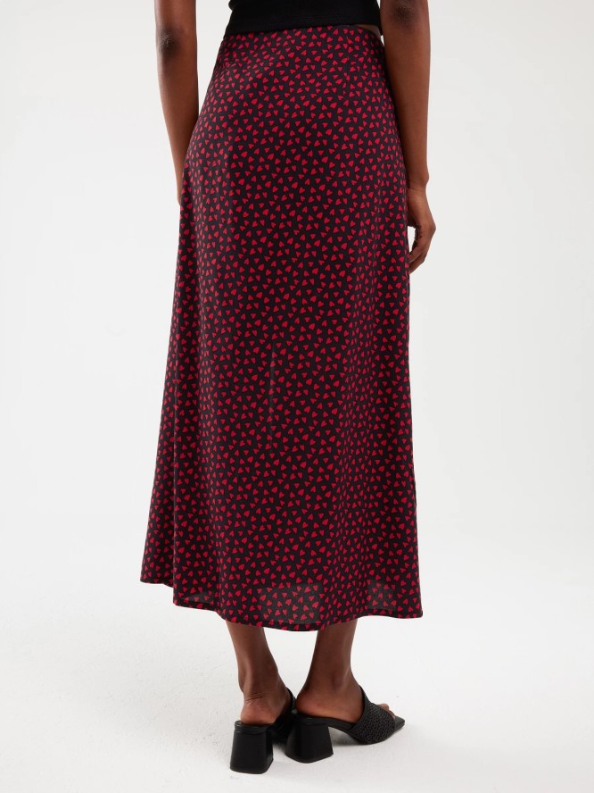 Spódnica damska midi z wiskozy w serduszka czarna Deluni 906