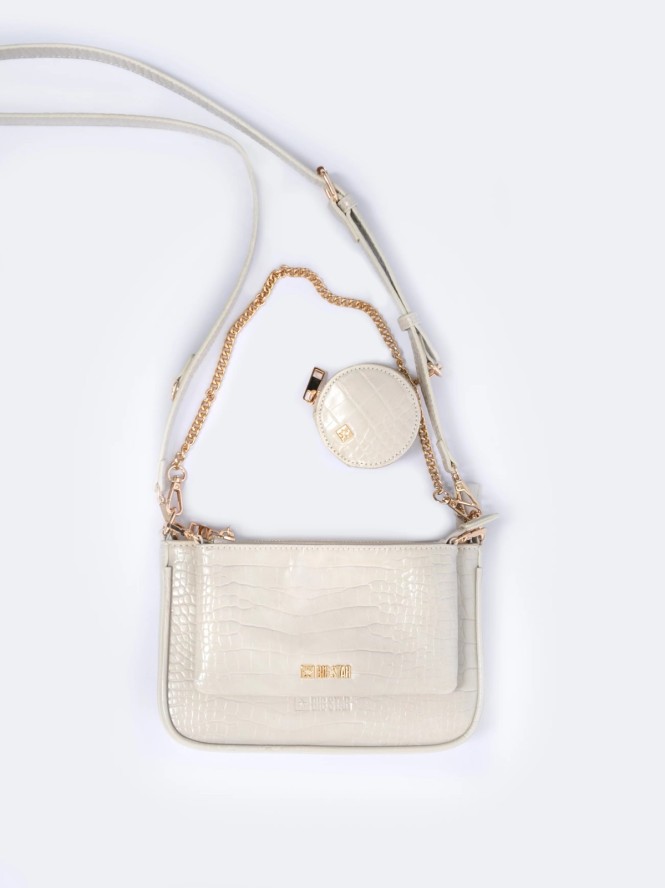 Torebka damska multibag o strukturze krokodyla kremowa Uteri 102