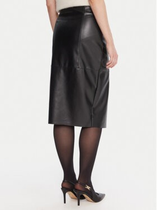 KAOS Spódnica z imitacji skóry RI1LE012 Czarny Regular Fit