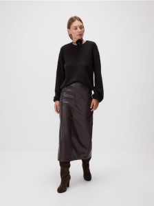 Sweter z dodatkiem wełny - ciemnobrązowy