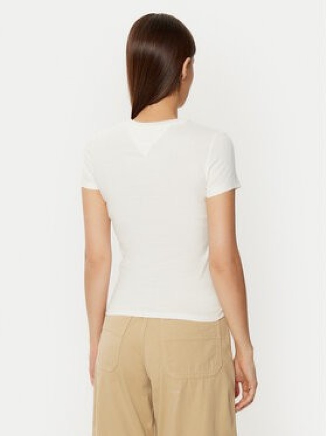 Tommy Jeans T-Shirt Linear DW0DW18398 Biały Slim Fit