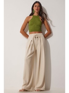 Hapiness Istanbul Spodnie w kolorze beżowym rozmiar: 36