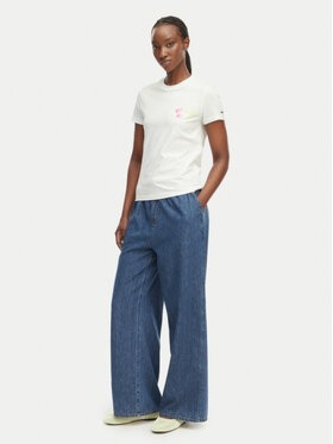 Tommy Jeans T-Shirt Bubble Logo DW0DW22310 Kremowy Regular Fit