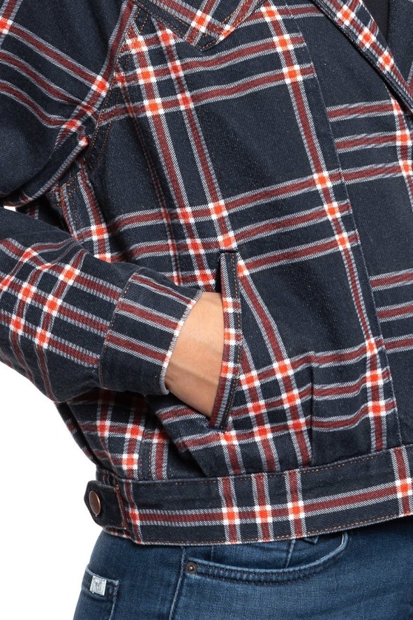 DAMSKA KURTKA JEANSOWA WRANGLER 80´S JACKET INDIGO CHECK W404WZ89M 112128697