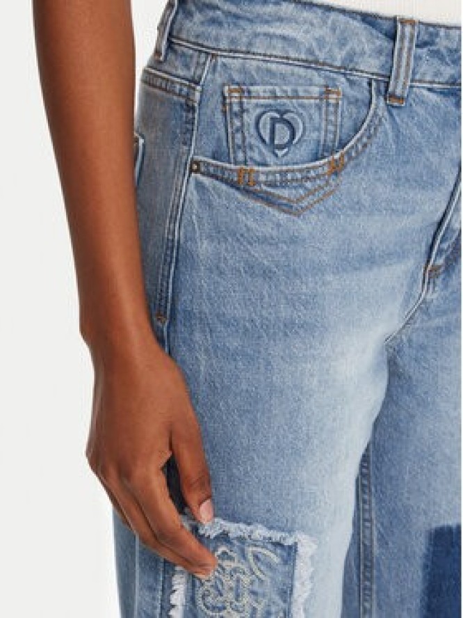 Desigual Jeansy Patches 25WWDD20 Niebieski Wide Leg