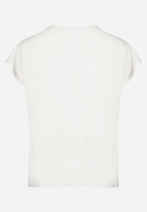 Biała Bluzka z Wiskozą Wiązana przy Dekolcie Dovarelle