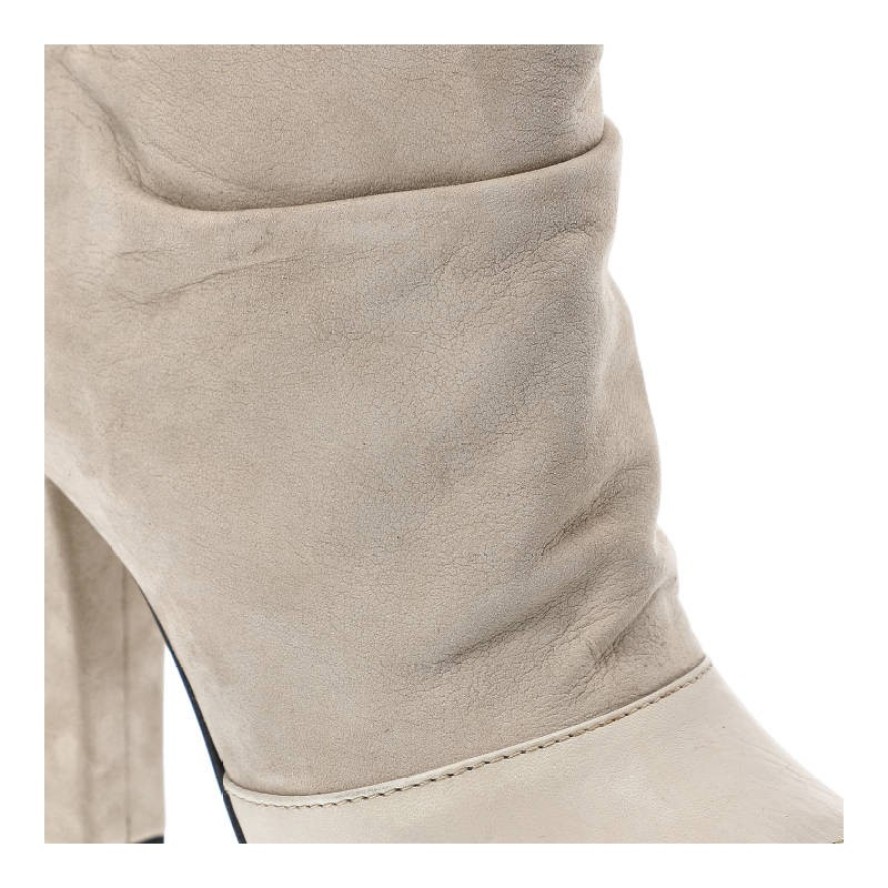 Beżowe Botki Carinii Damskie Modne Obuwie Jesienne