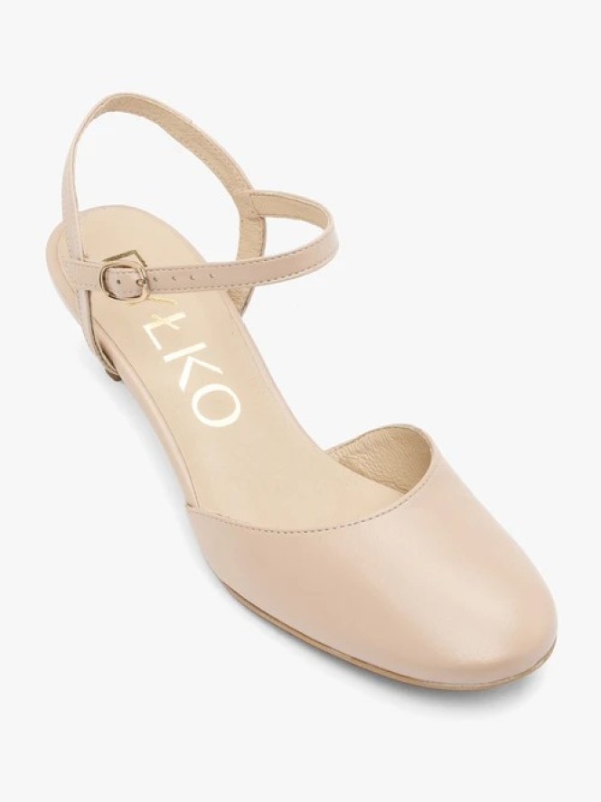 Beżowe czółenka bez pięty slingback