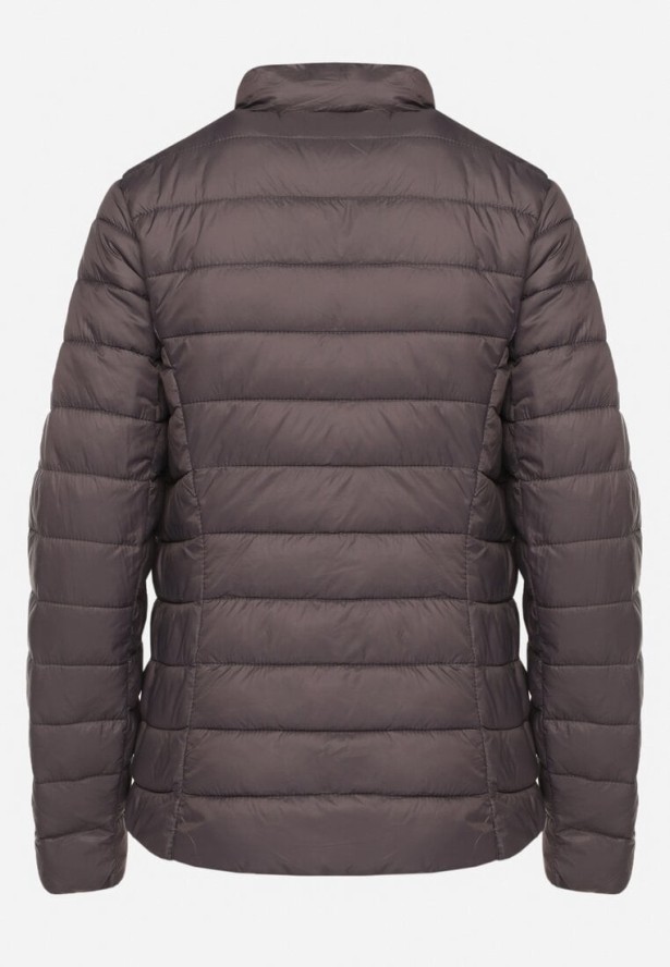 Ciemnoszara Pikowana Kurtka w Klasycznym Stylu Nelaniel