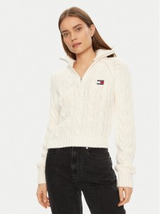 Tommy Jeans Sweter DW0DW20269 Écru Regular Fit
