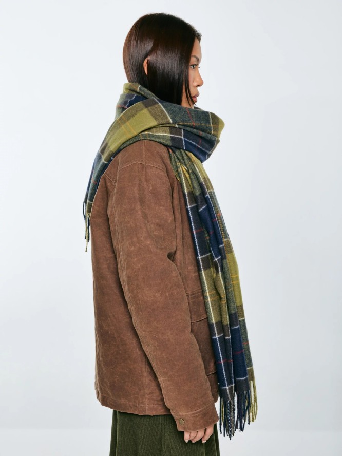 Szal damski w kratę zielony Saikas 304