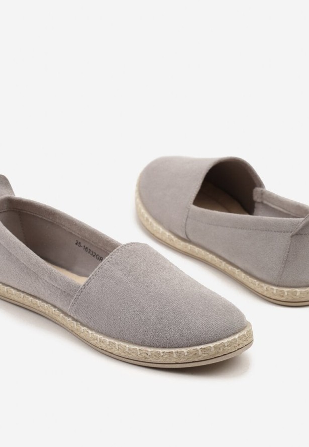Szare Espadryle na Płaskiej Plecionej Podeszwie Juliatta