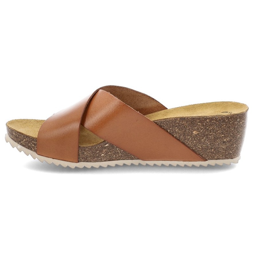 Brązowe Klapki Hee Stylowe Obuwie Damskie Na Koturnie