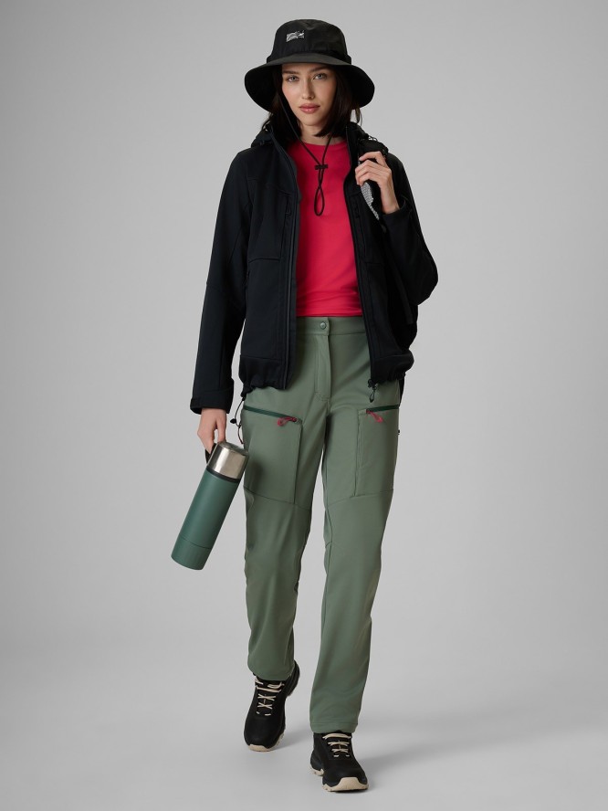 4F Spodnie trekkingowe softshell membrana 8000 damskie - khaki L