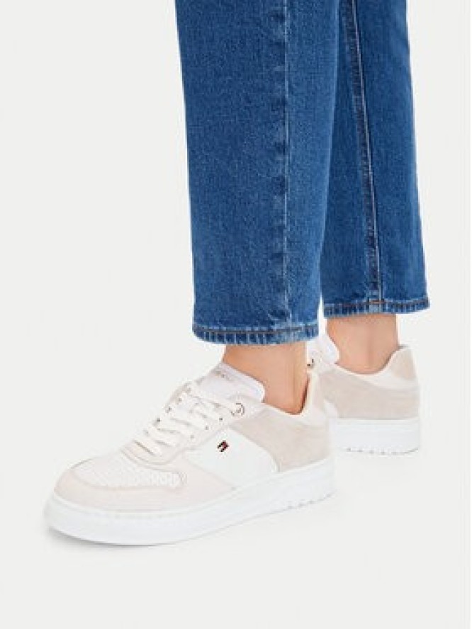 Tommy Hilfiger Sneakersy Th Sporty Cupsole Tumbled Ltr FW0FW09024 Écru