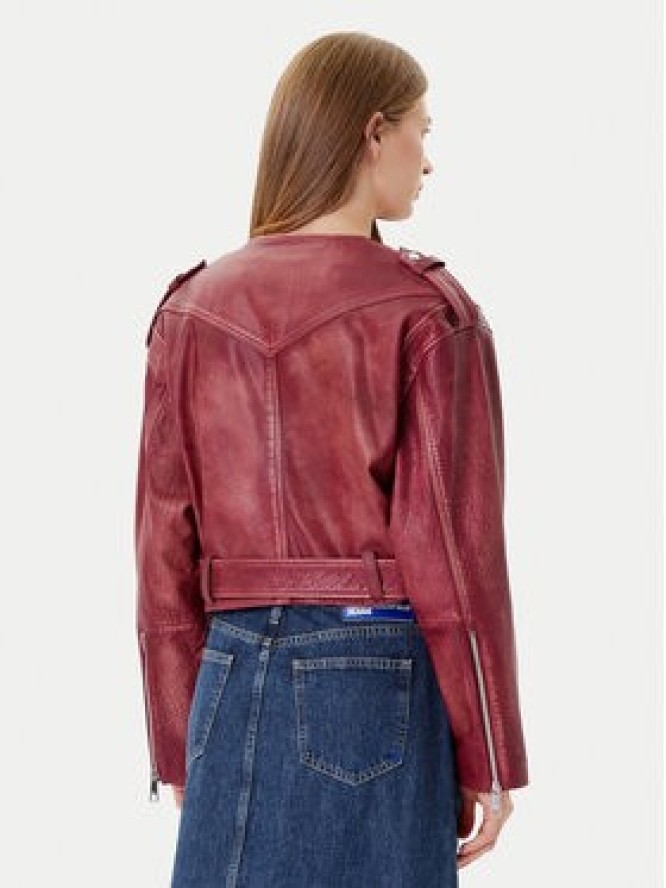 BOSS Kurtka skórzana C_Sadora 50543026 Bordowy Regular Fit