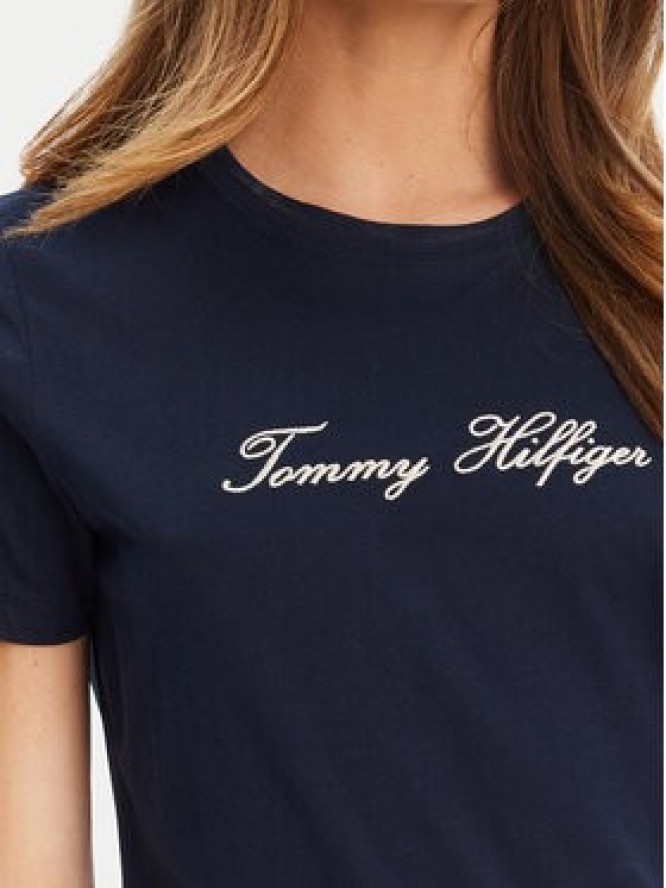 Tommy Hilfiger T-Shirt Script WW0WW47210 Granatowy Regular Fit