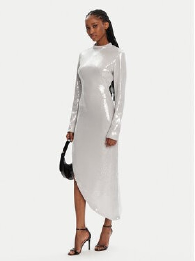 ROTATE Sukienka koktajlowa 113568 Srebrny Regular Fit