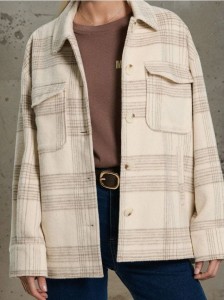 Kurtka koszulowa typu shacket w kratkę - wielobarwny