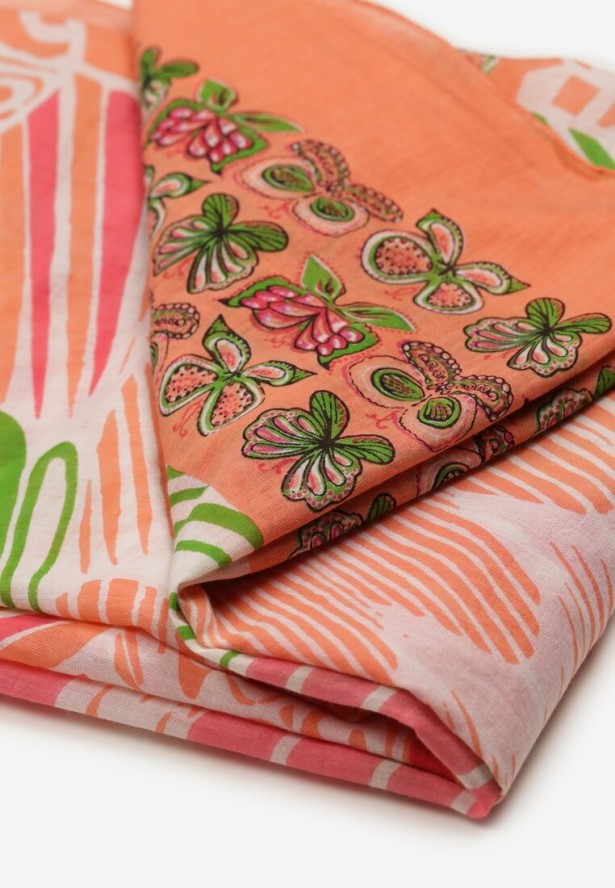 Różowy Bawełniany Szalik Apaszka z Motywem Motyli Tullma