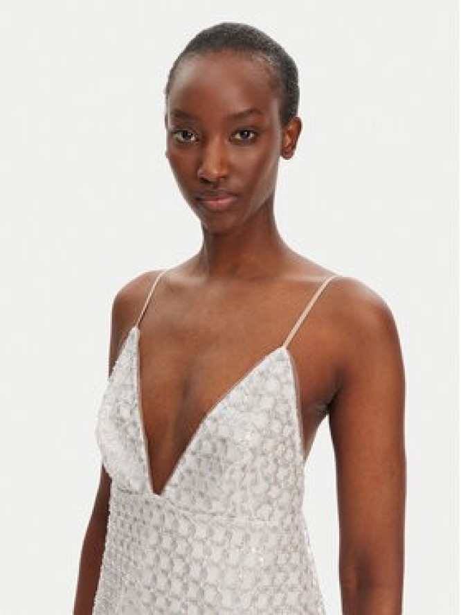 ROTATE Sukienka koktajlowa 113710800 Beżowy Slim Fit