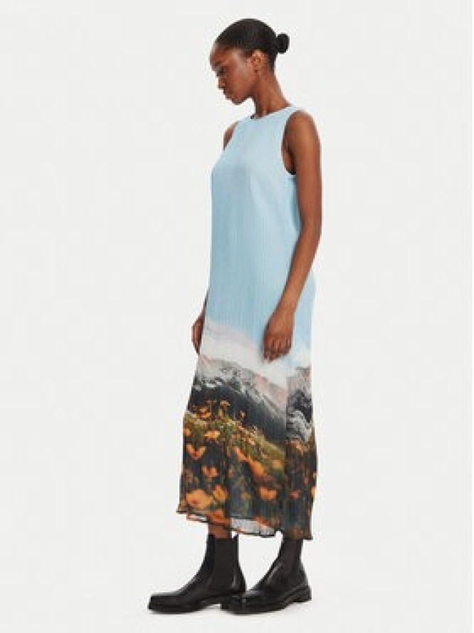 Desigual Sukienka codzienna Plisado Paisaje 25WWVW07 Błękitny Regular Fit