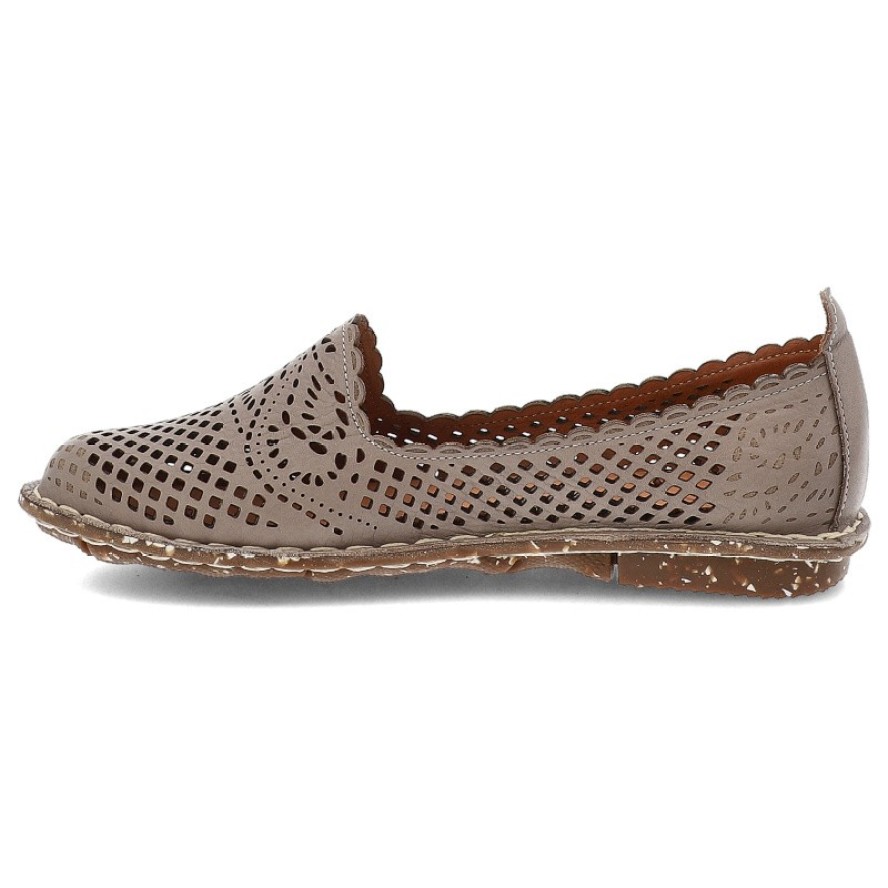 Szare Baleriny Ravini Wsuwane Obuwie Damskie