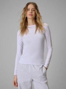 4F Longsleeve slim gładki damski - biały S