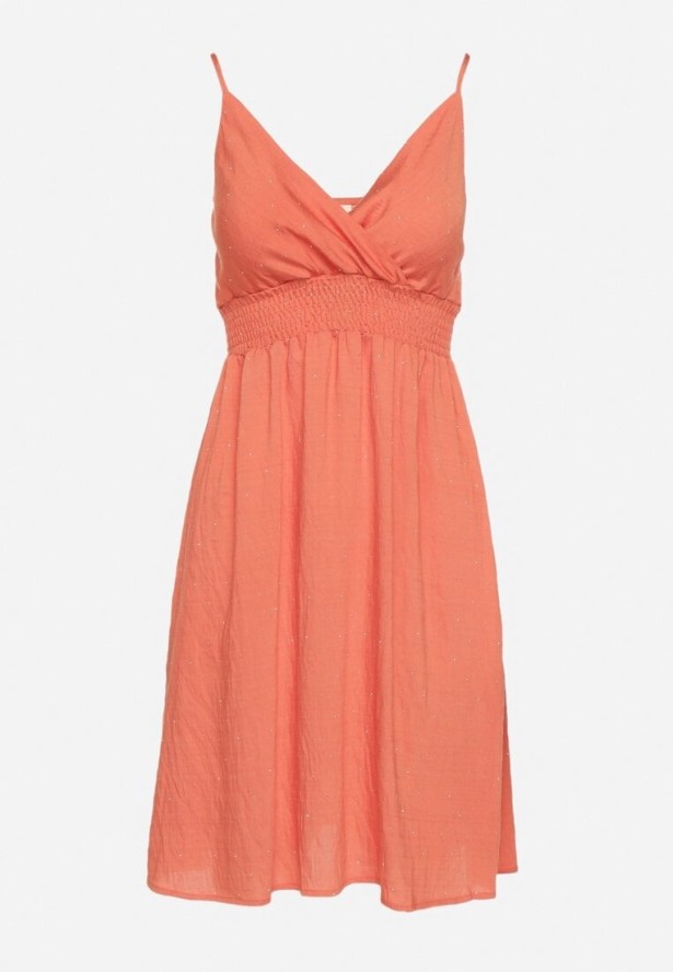 Czerwona Wiskozowa Sukienka z Kopertowym Dekoltem Arileme