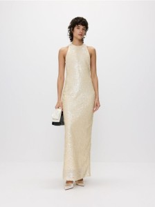 Cekinowa sukienka - złamana biel