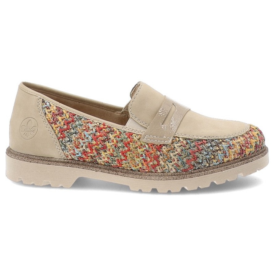 Beżowe Półbuty Rieker Modne Obuwie Damskie