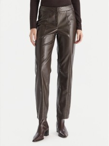 Vero Moda Spodnie z imitacji skóry Vips 10336342 Brązowy Straight Fit