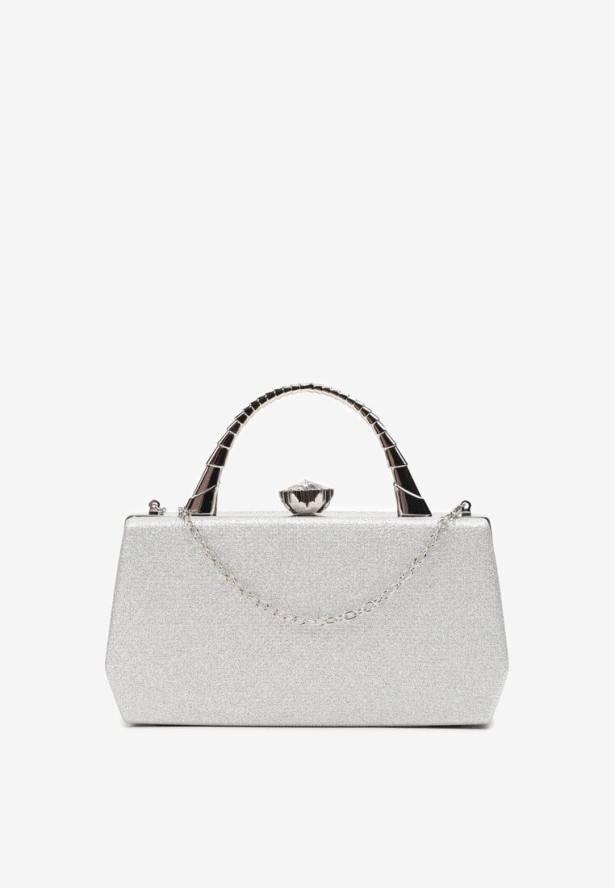 Srebrna Brokatowa Torebka Kopertówka Jonizze