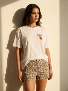 Bawełniana koszulka z motywem owocowym - biały