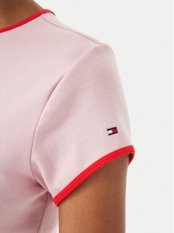 Tommy Hilfiger T-Shirt Logo Graphic Ringer WW0WW49245 Różowy jasny Slim Fit