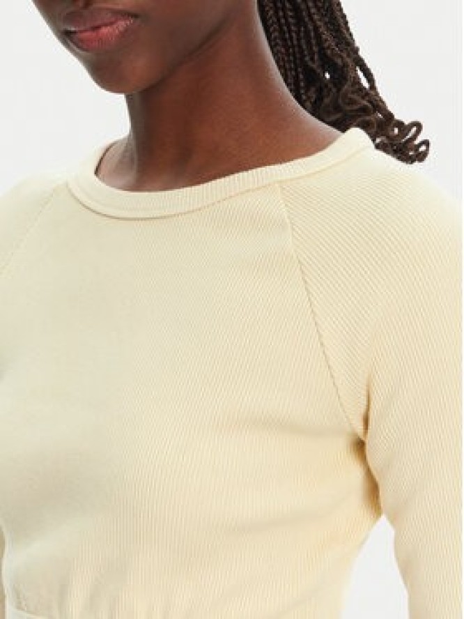 adidas Bluzka Ribbed JD0013 Beżowy Slim Fit