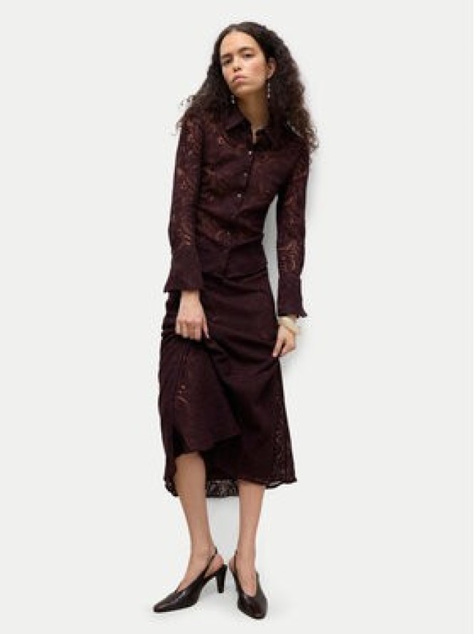Vero Moda Spódnica midi Urshila 10336946 Bordowy Regular Fit