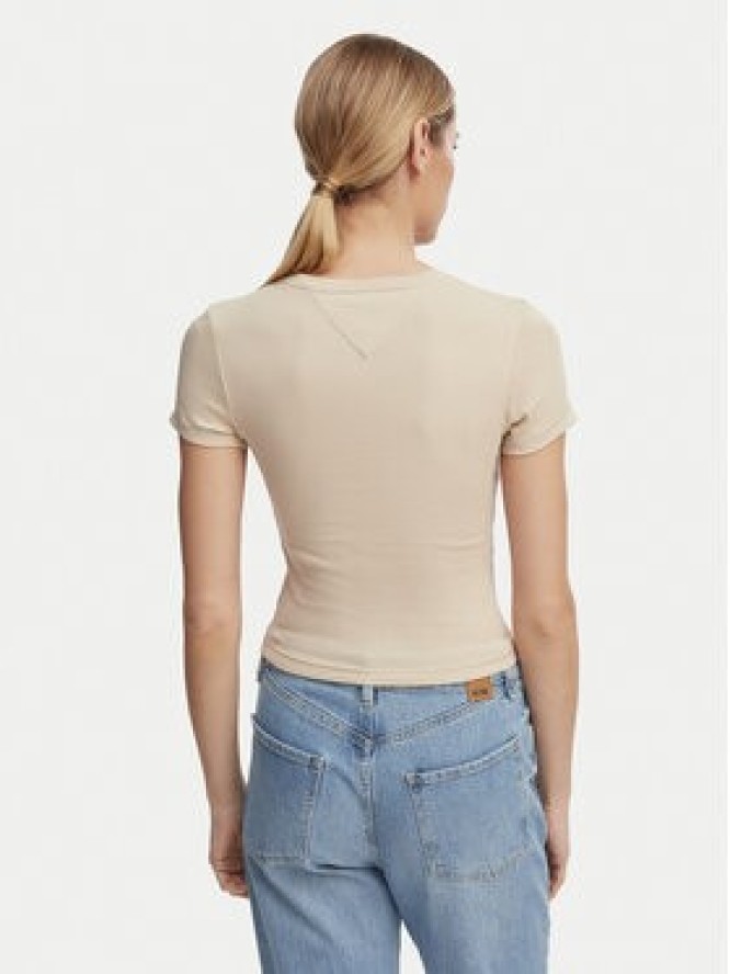 Tommy Jeans T-Shirt Wavy Flag DW0DW22272 Beżowy jasny Slim Fit