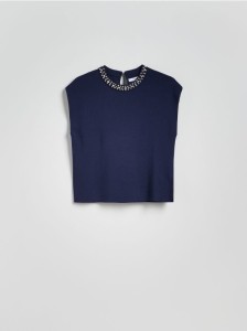 Bluzka z ozdobnymi kamieniami - granatowy
