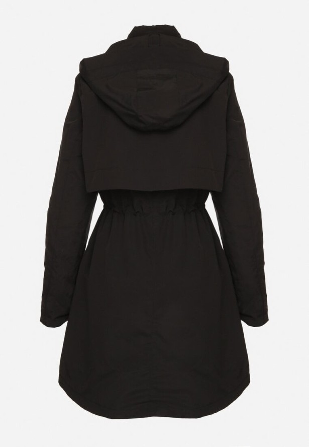 Czarna Kurtka Parka z Kapturem Odpinanym w Stylu Utility Janiora