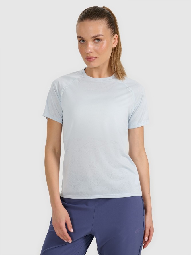 4F Koszulka do biegania regular szybkoschnąca damska - niebieska XL