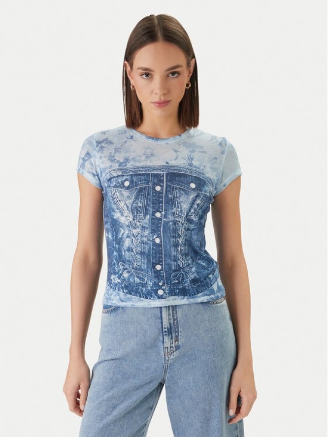 Guess T-Shirt W6GI44 K3614 Niebieski Regular Fit