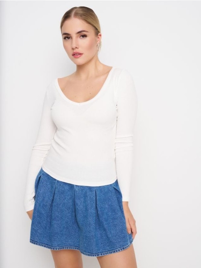 Koszulka z długimi rękawami - kremowy