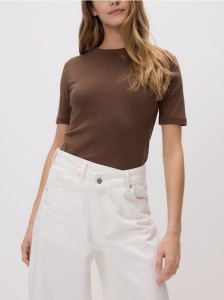 Bawełniany t-shirt - ciemnobrązowy